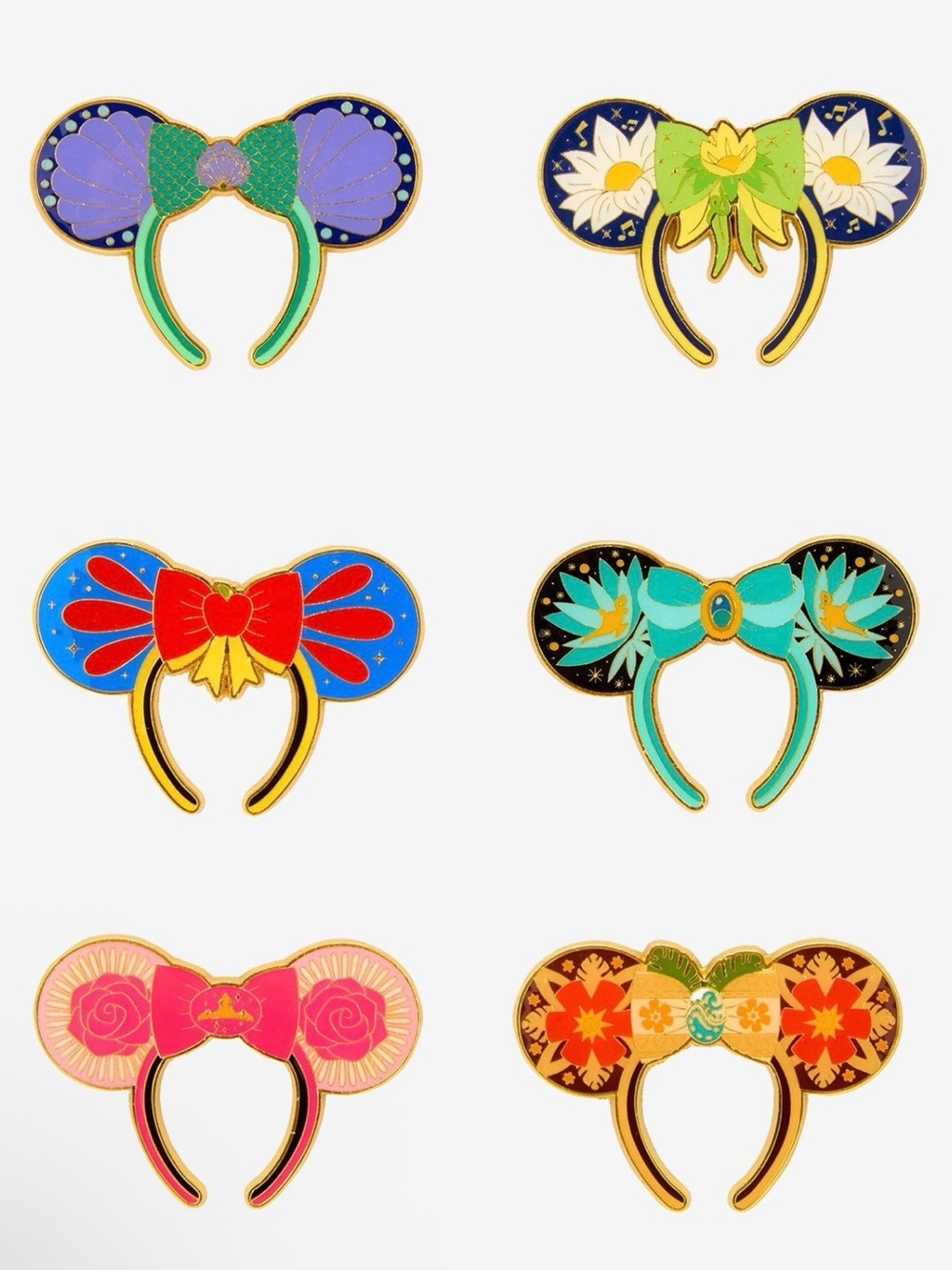 Full Set of 6 Enamel Mouse Ear Pins from Loungefly!